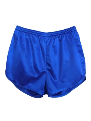 Vintage 70s Streetwear Athletic Silky Bright Blue Running Sports Short Shorts with Elasticated Waist & Inner Drawstring | Size 28-35 Inch Waist